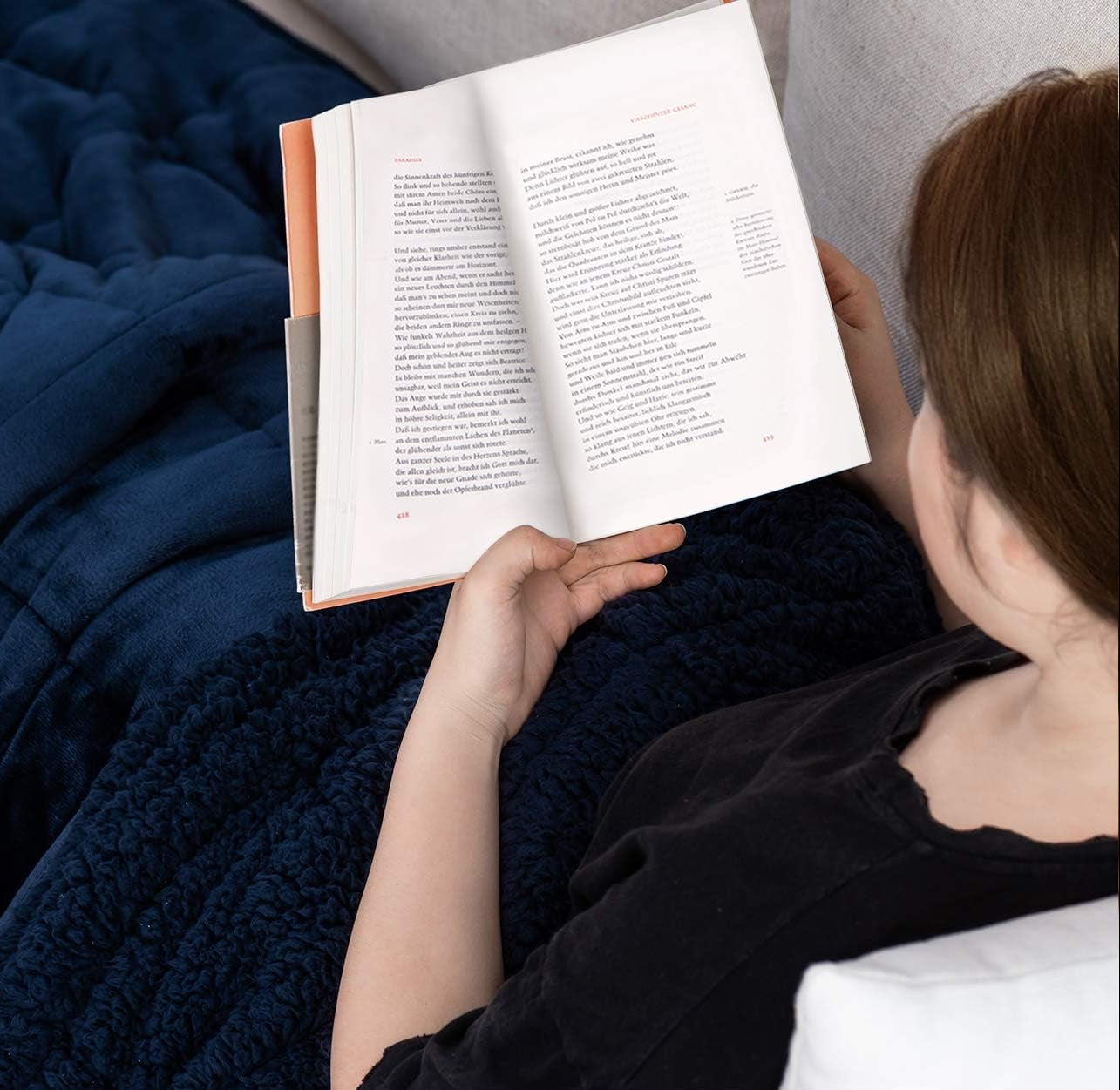 Weighted Fleece Blanket 15Lbs for Twin Size Bed, Mr.Sandman Cozy Sherpa Heavy Blanket for Adults Relieve Stress - 48"X72" Navy Blue